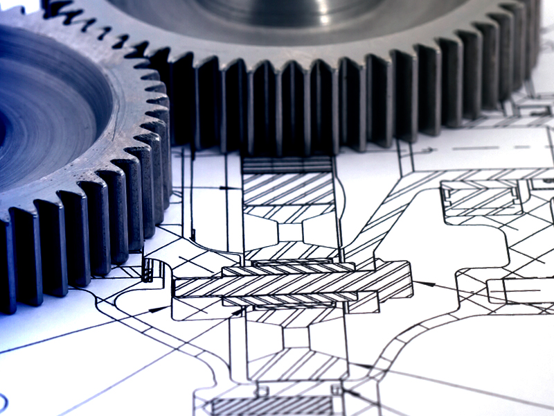 Engineering – gear and blueprint